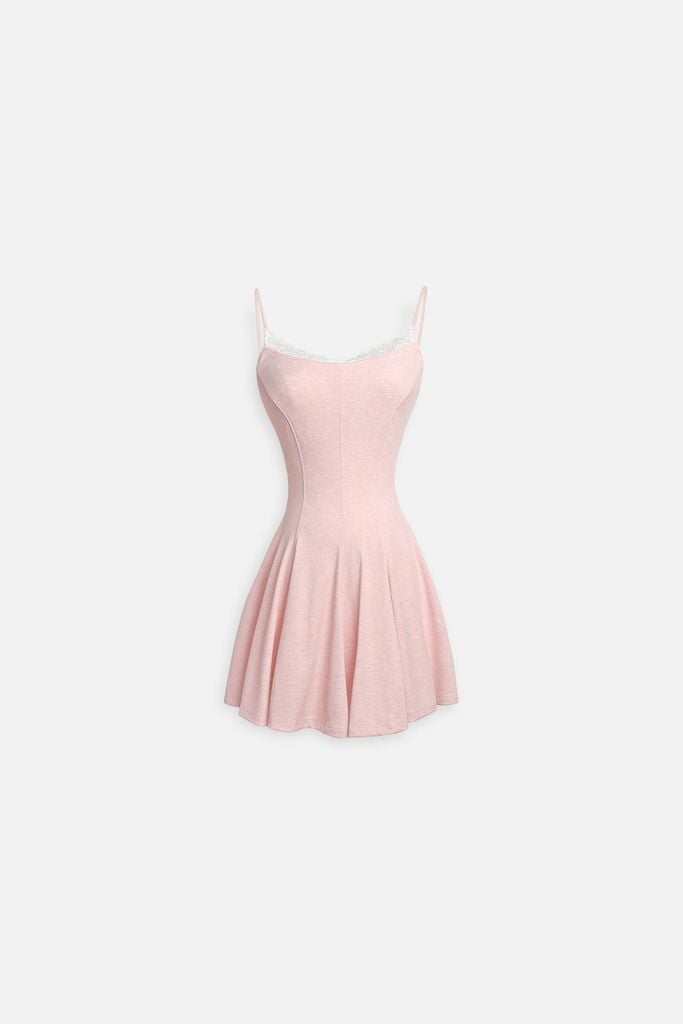  Đầm Ngắn Chất Thun Phối Ren Selena Cami Dress 