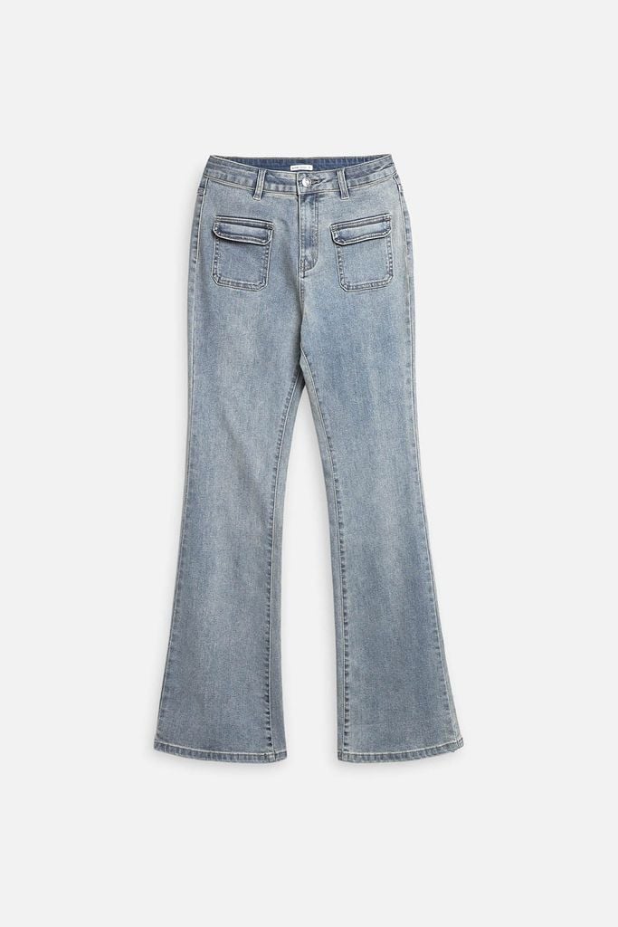  Quần Jean Ống Loe Flared Pocket Denim 
