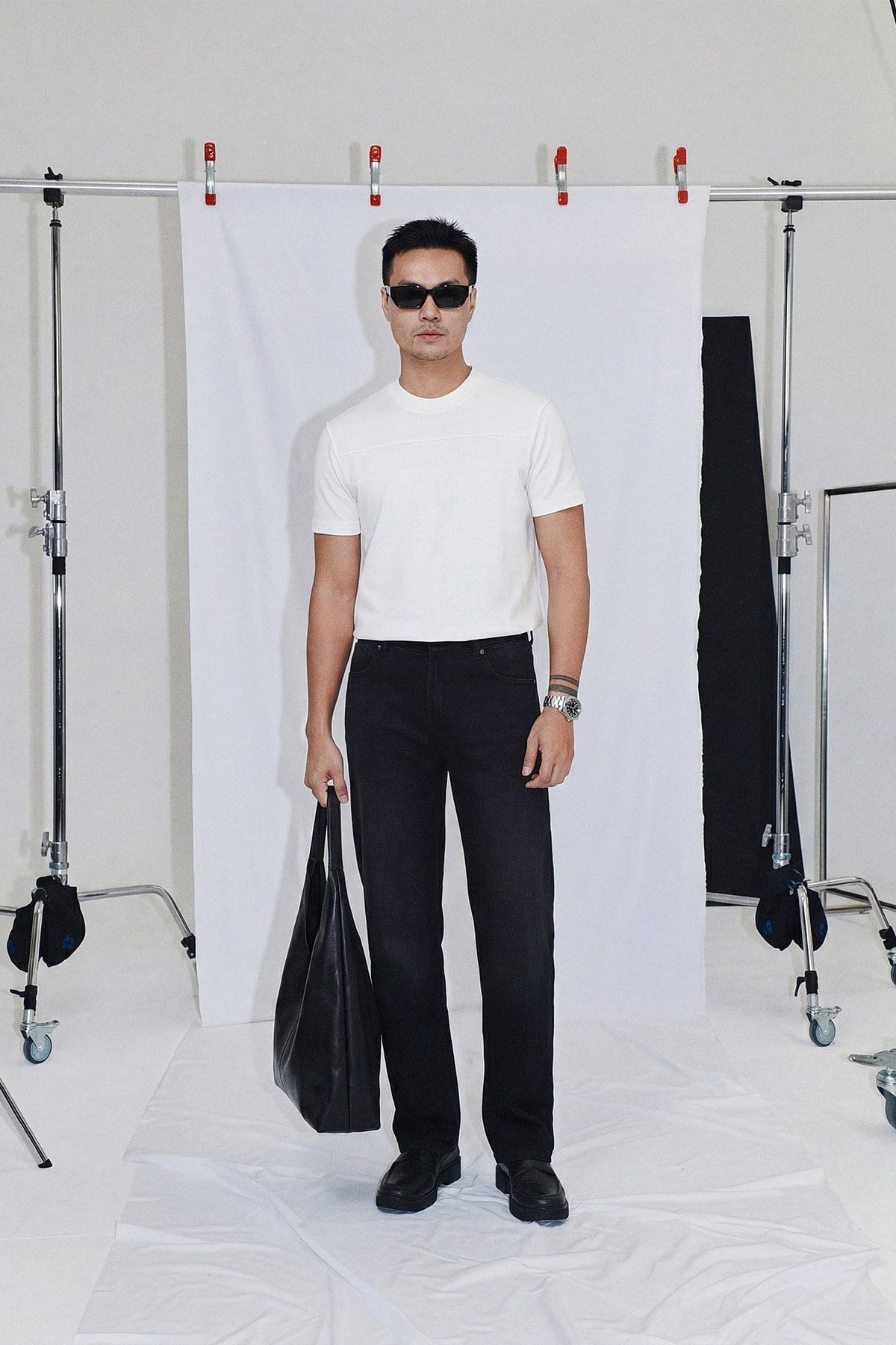 Quần Jean Văn Phòng Ống Suông Sợi Caphe Siêu Nhẹ Màu Đen Wash