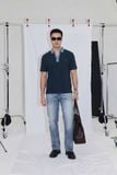 Áo Polo Regular Phối Bo Cổ Denim