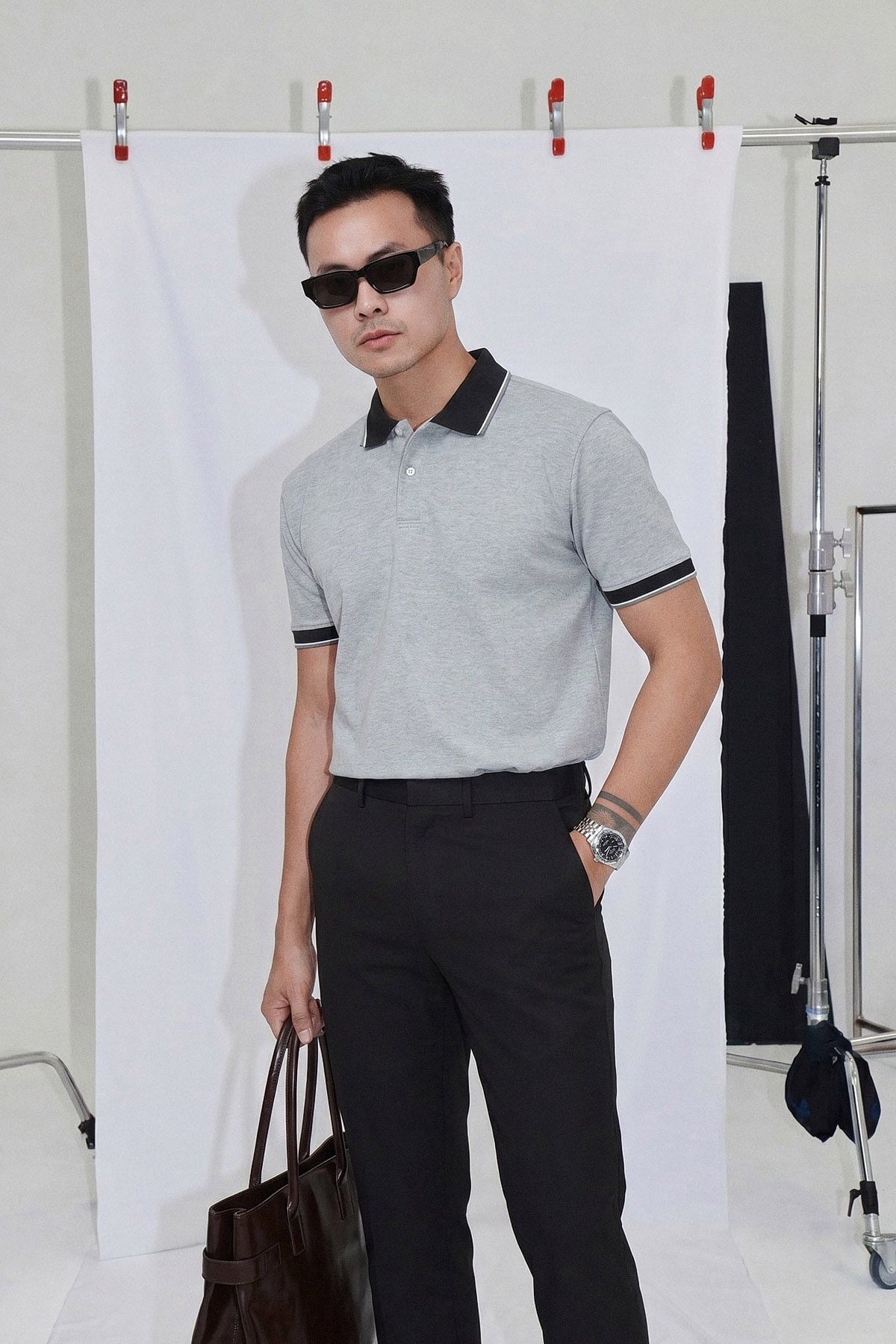 Áo Polo Regular Premium Black Gray
