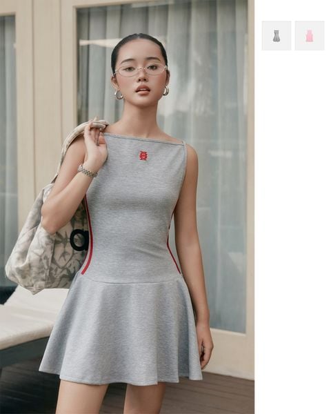 Đầm Thun Sát Nách Phối Sọc Racer Flare