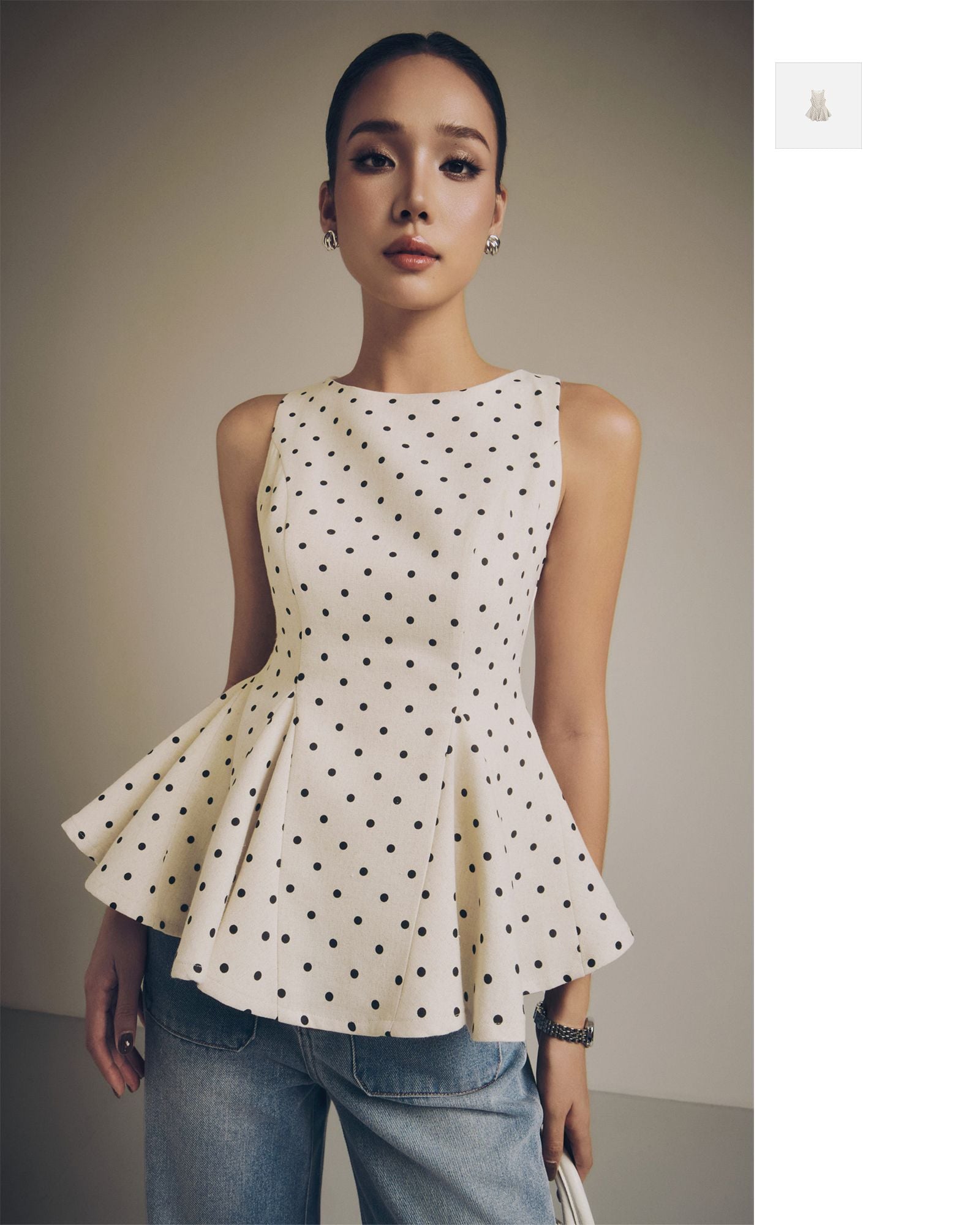 Áo Dotty Peplum Top
