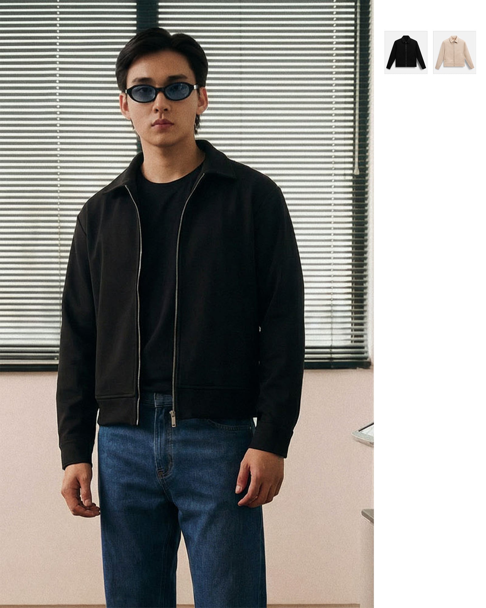 Áo Khoác Dạ Relaxed Zipper Basic