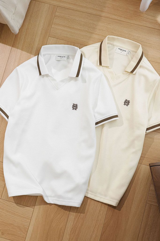 Áo Polo Regular White Cream Vneck