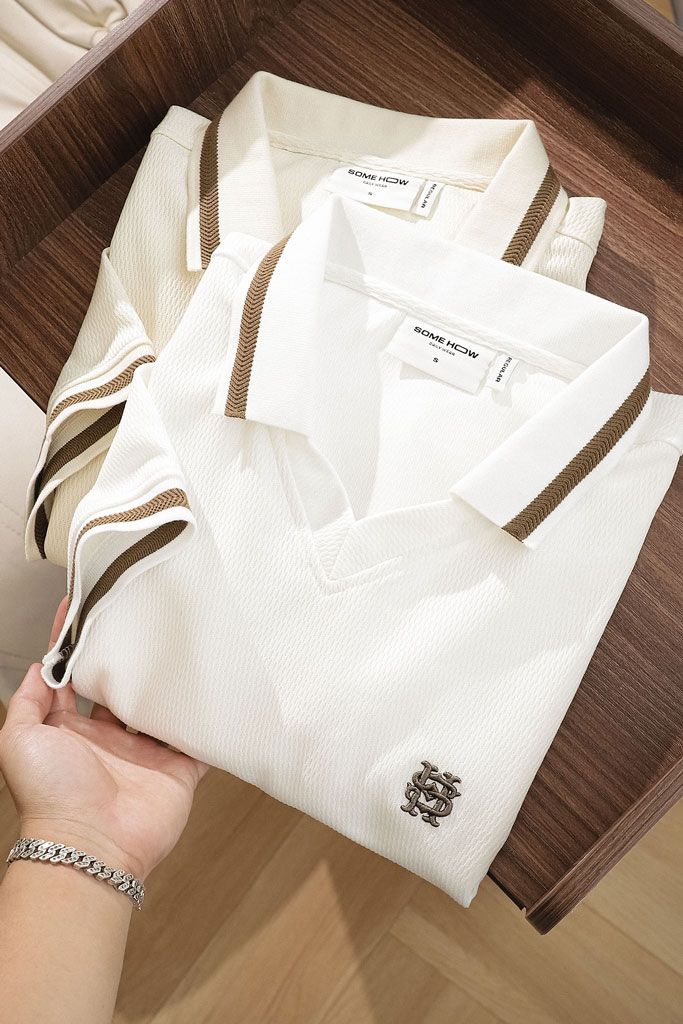 Áo Polo Regular White Cream Vneck