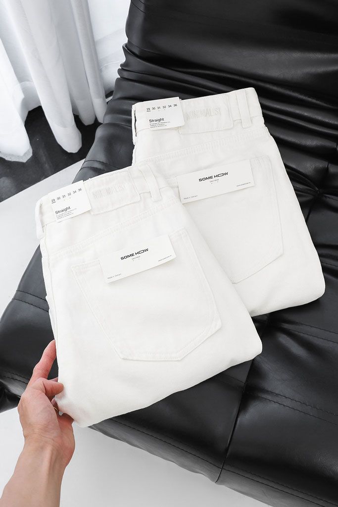 Quần Jean Straight Basic White V1
