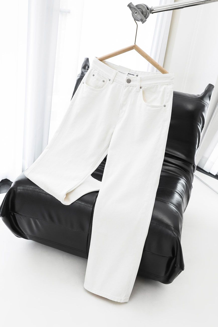 Quần Jean Straight Basic White V1