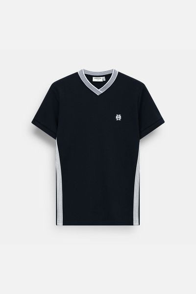 Áo Thun Regular Vải Pique Stripe Accent