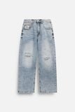 Quần Jean Relaxed Cấn Rách Đắp Vải Caro Summer
