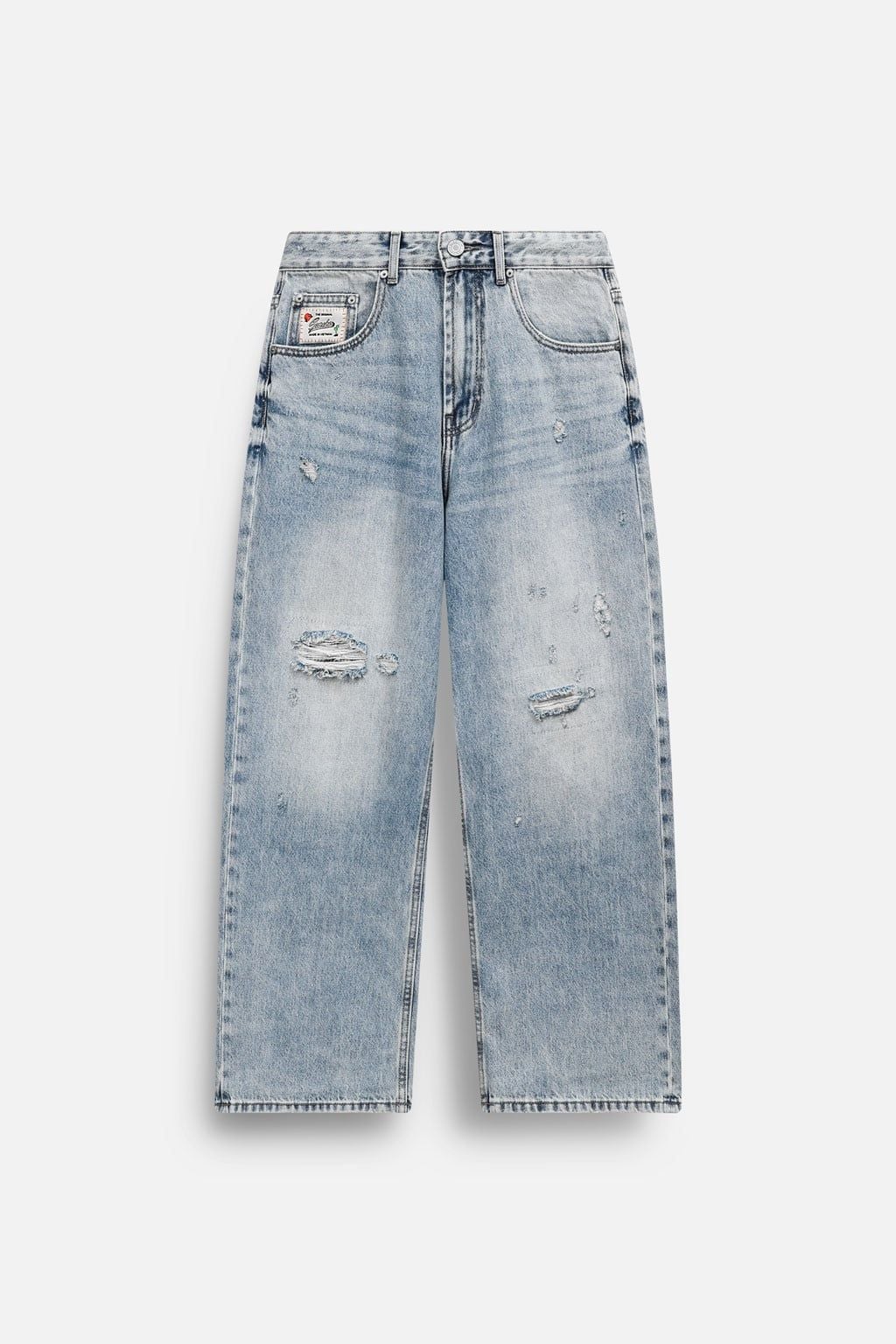 Quần Jean Relaxed Cấn Rách Đắp Vải Caro Summer