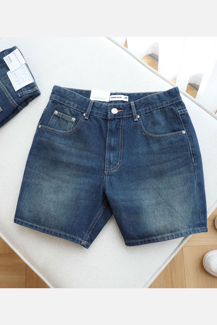 Quần Short Straight Jean Rip Blue V1