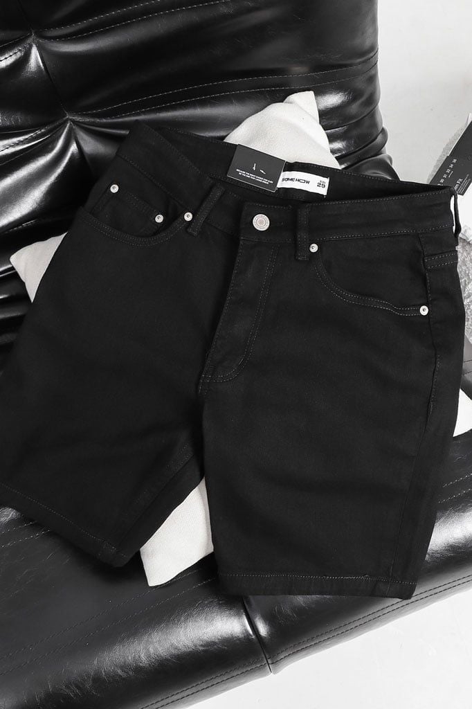 Quần Short Slimfit Denim Black White