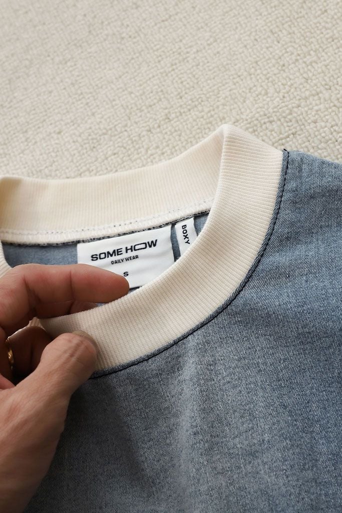 Áo Thun Boxy Denim Bleach Wash