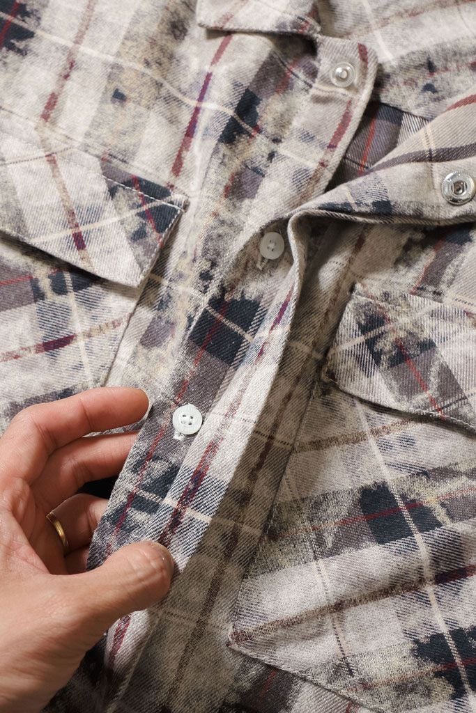 Áo Sơ Mi Boxy Acid Wash Caro Camplife