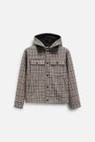 Áo Khoác Relaxed Beige Minichecked Hood