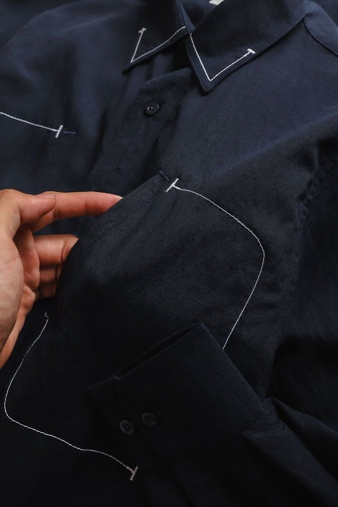 Áo Sơ Mi Relaxed Contrast Stitch Pocket
