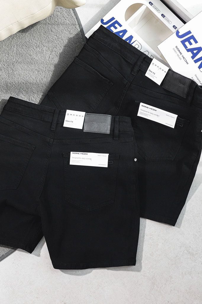  Quần Short Rayon Slimfit Black V1 