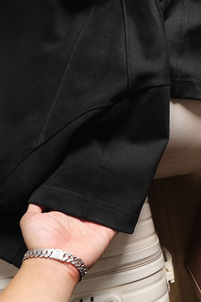 Áo Thun Boxy Rã Thân Trước Sau Black