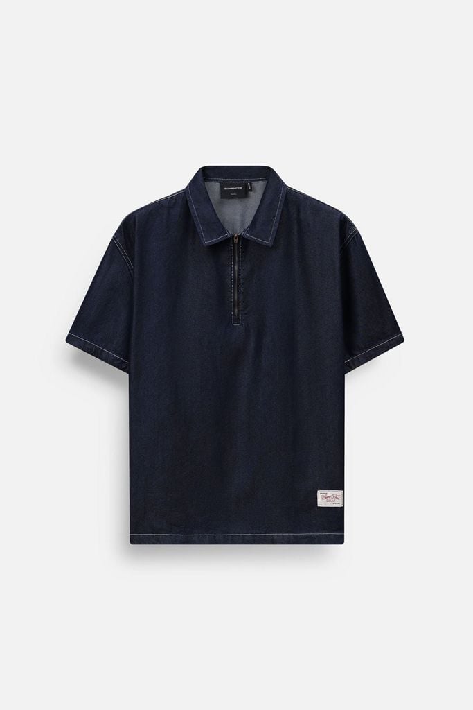  Áo Sơ Mi Cổ Ziper Blue Indigo 