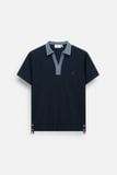 Áo Polo Regular Phối Bo Cổ Denim