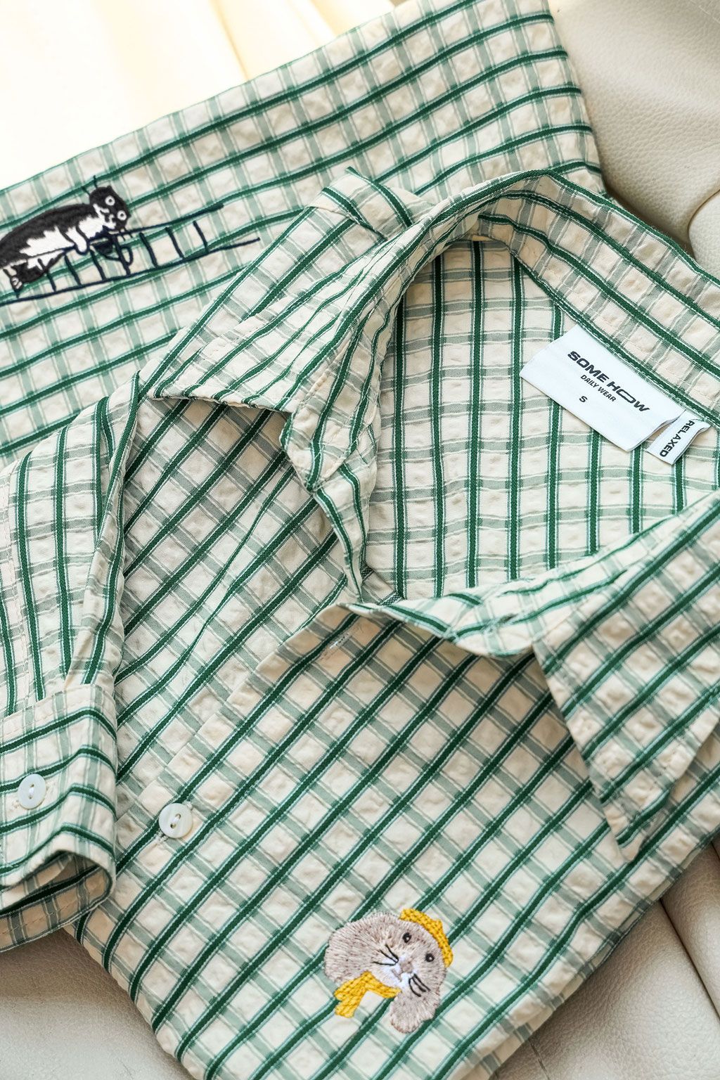 Áo Sơ Mi Relaxed Gingham Greenie Stickers