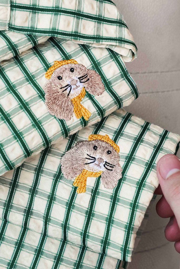 Áo Sơ Mi Relaxed Gingham Greenie Stickers