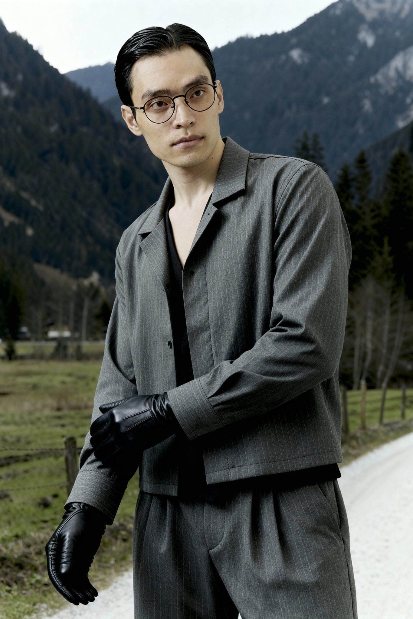  Áo Sơ Mi Boxy Cuban Tay Dài Pinstripe 