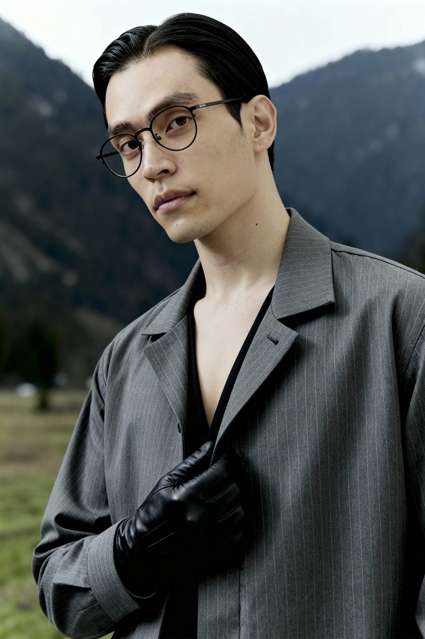 Áo Sơ Mi Boxy Cuban Tay Dài Pinstripe