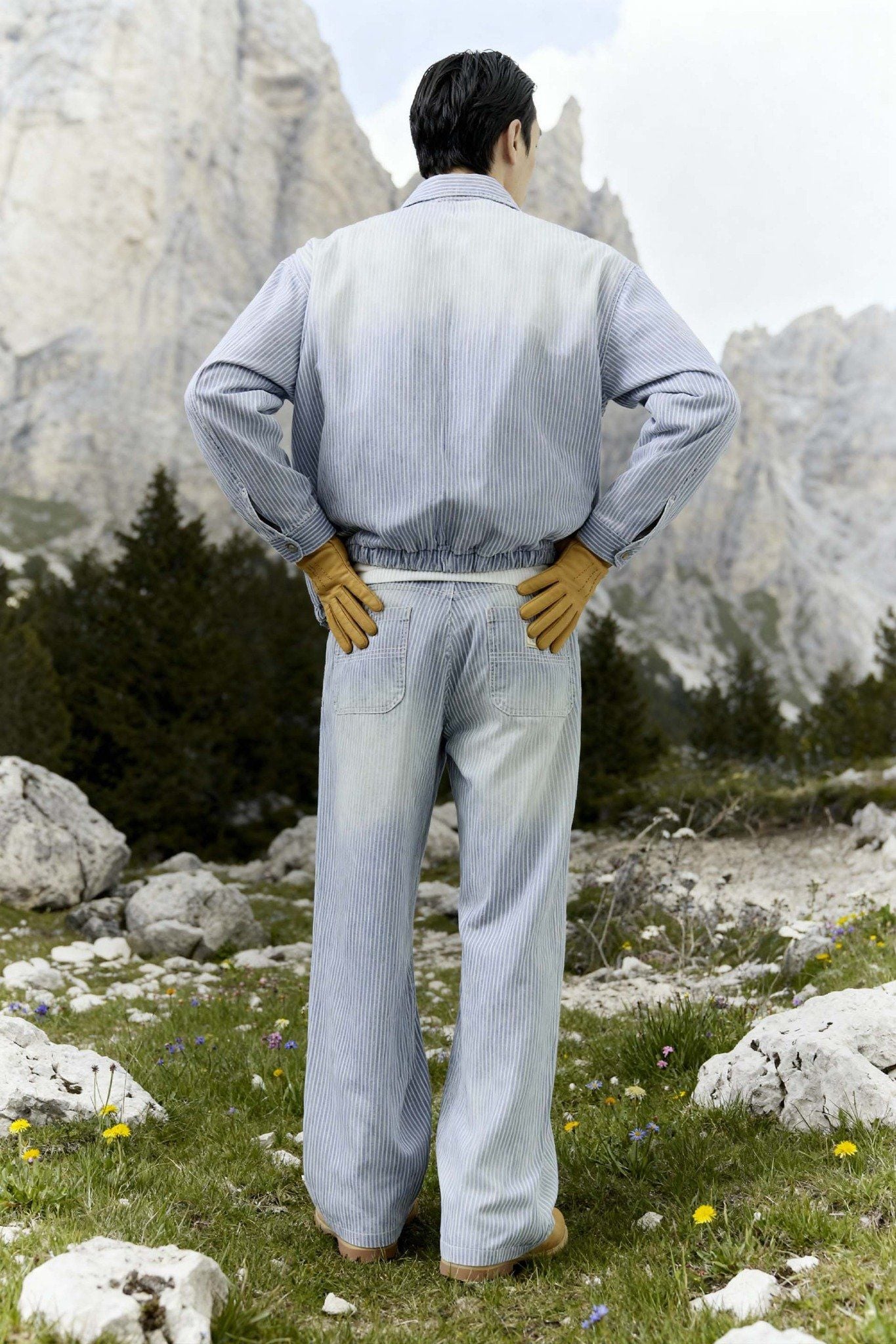  Quần Jean Relaxed White Pinstripe Blue 