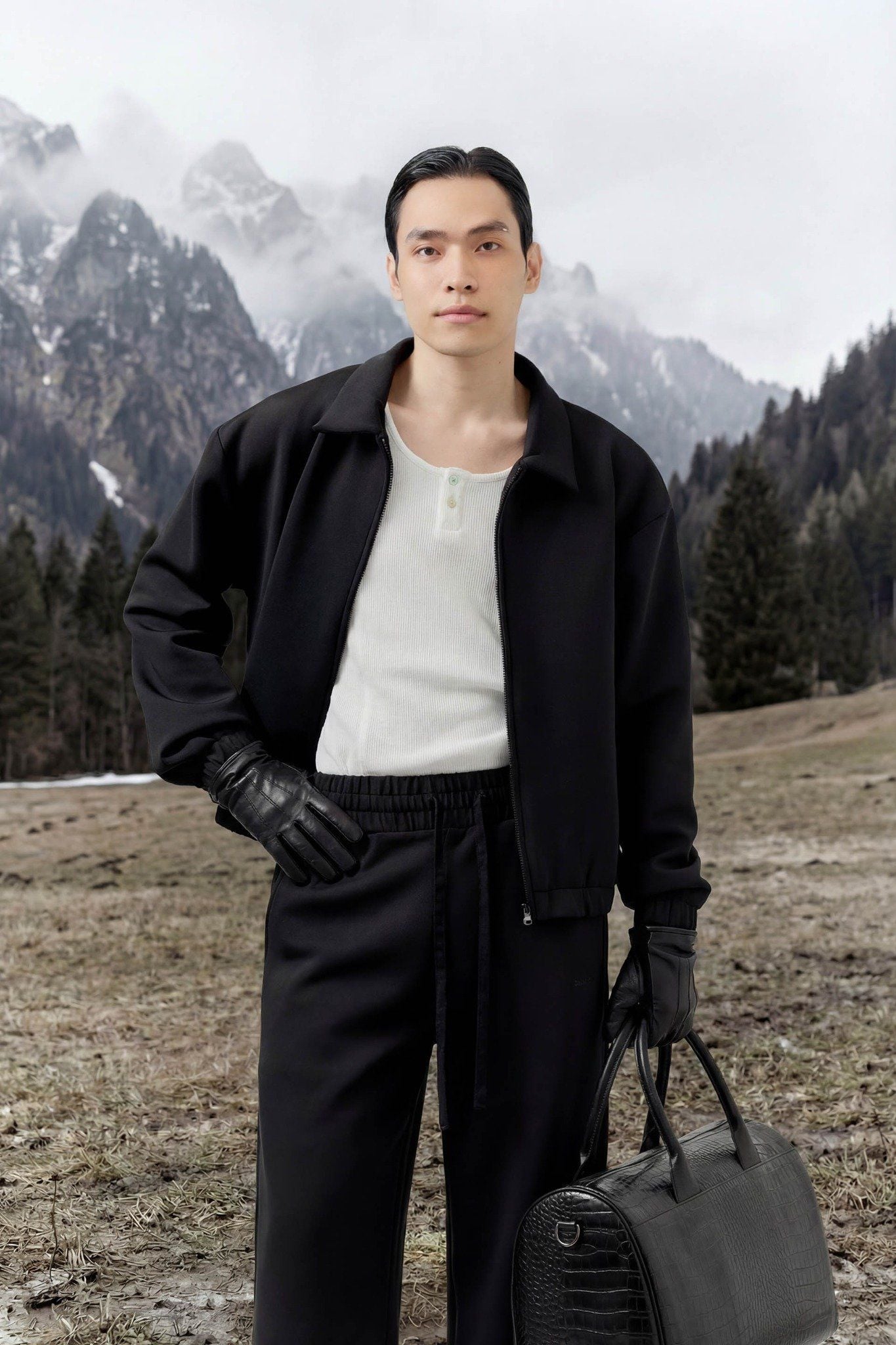  Áo Khoác Boxy Nỉ Black Gray 