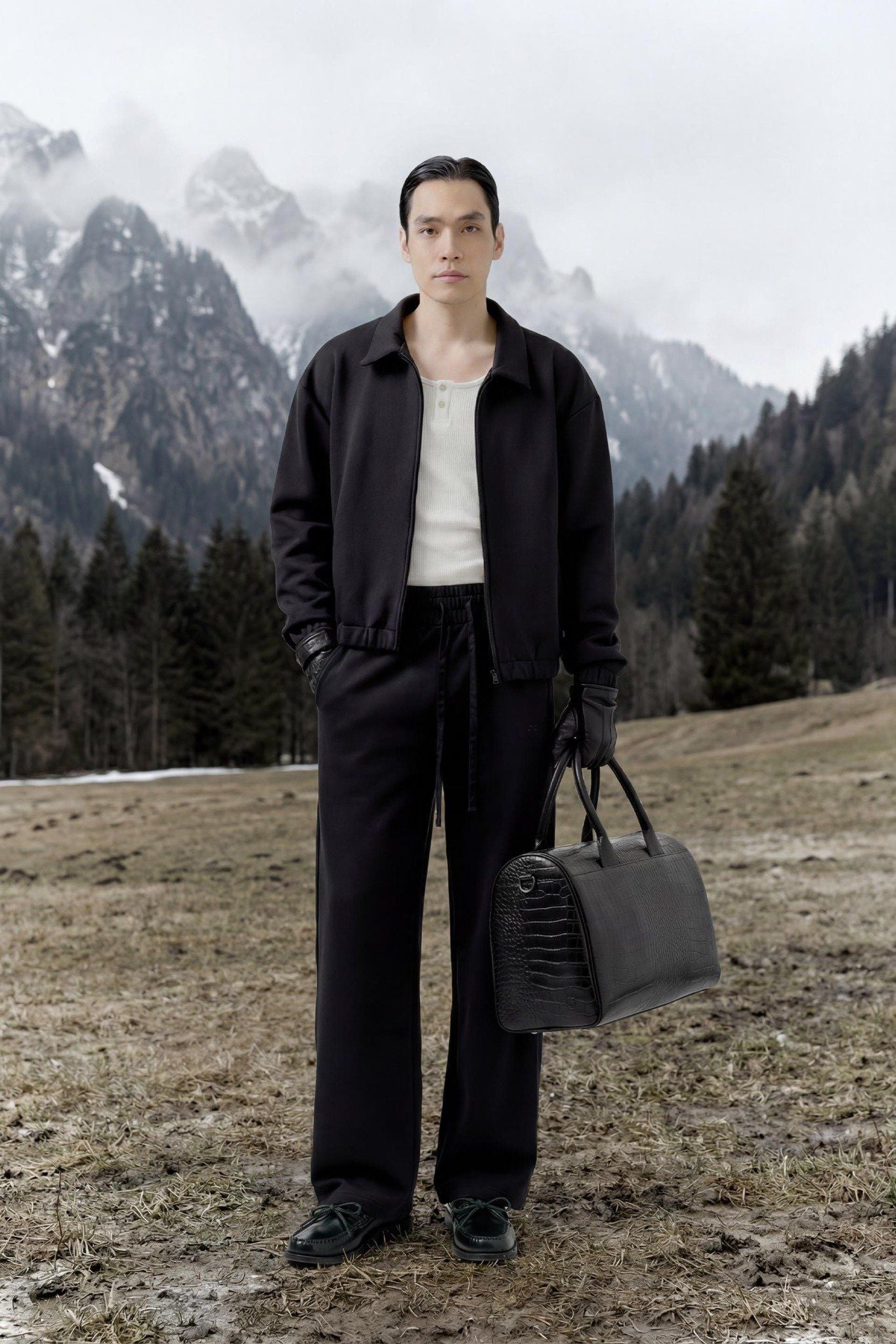  Áo Khoác Boxy Nỉ Black Gray 