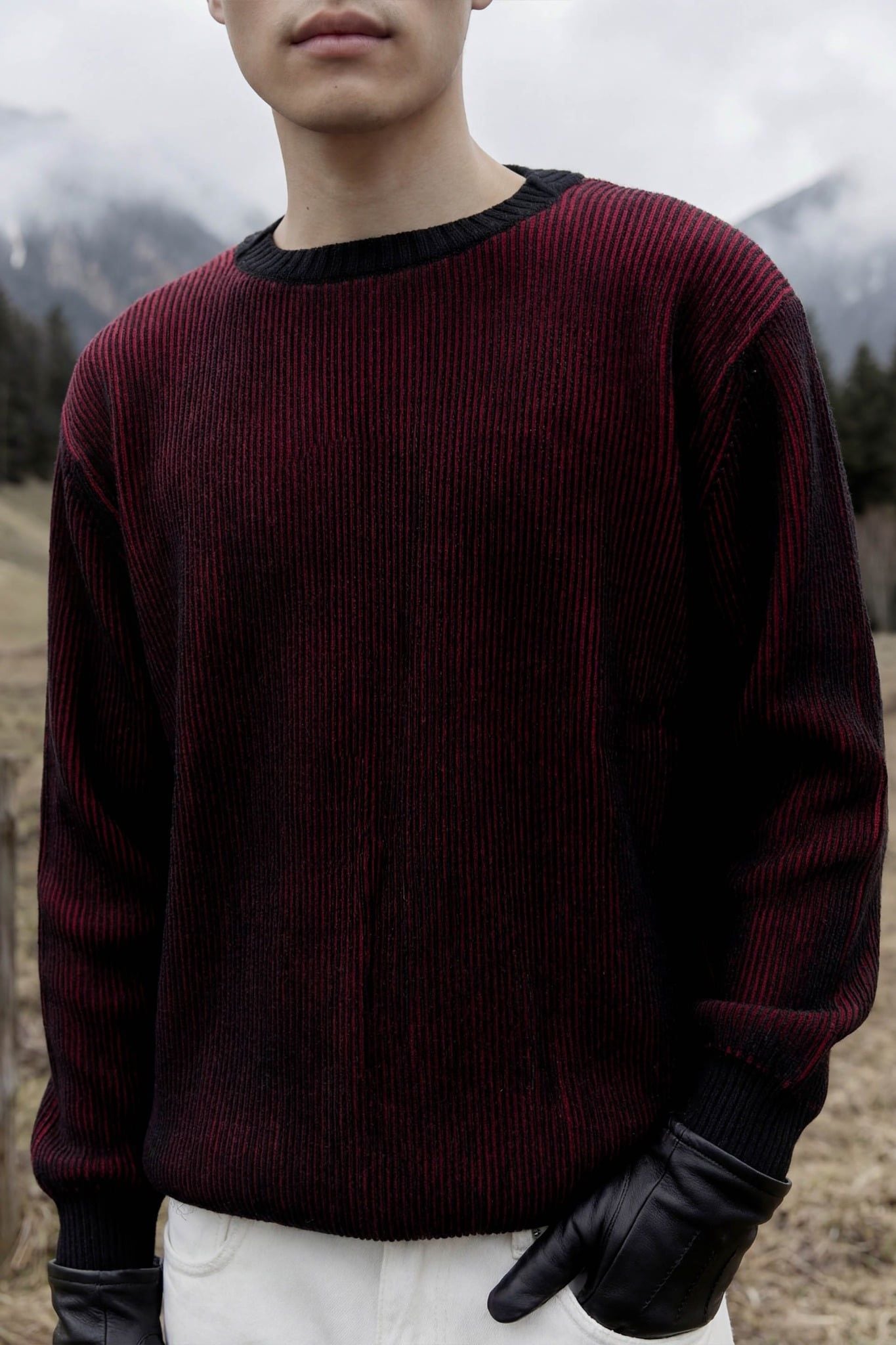  Áo Len Oversize Red Black Shade 