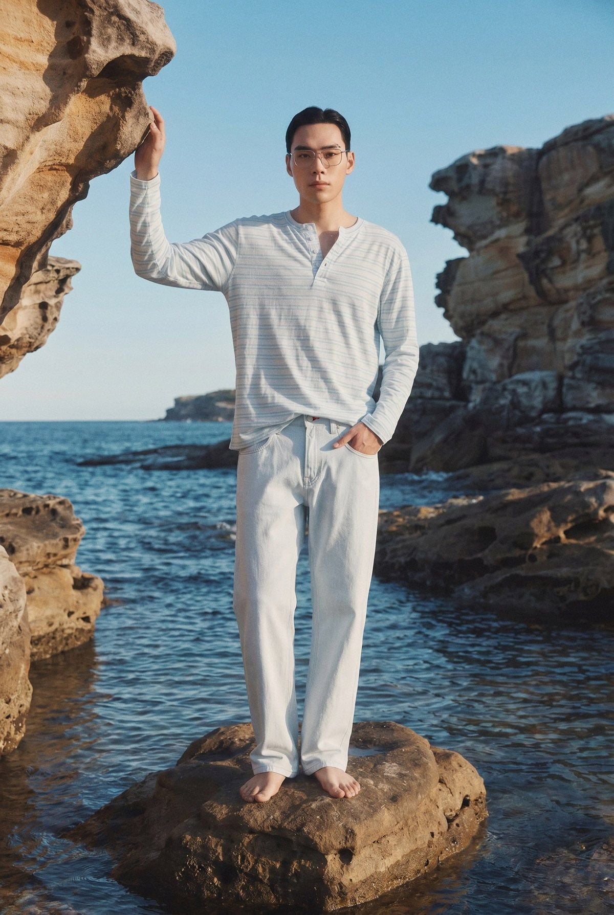 Áo Thun Slimfit Tay Dài Kẻ Sọc Summer