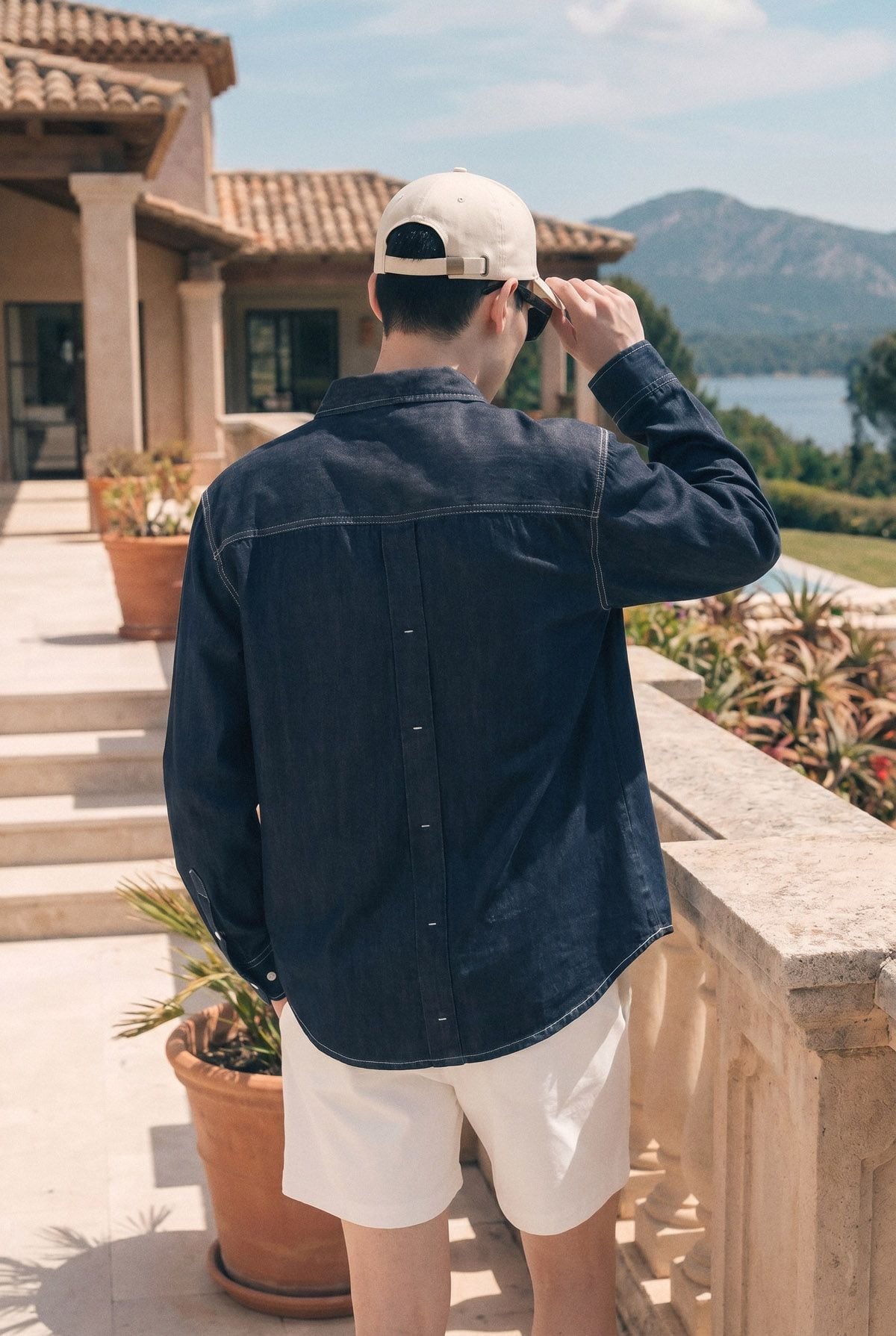 Áo Sơ Mi Relaxed Denim Chi Tiết Rã Thân