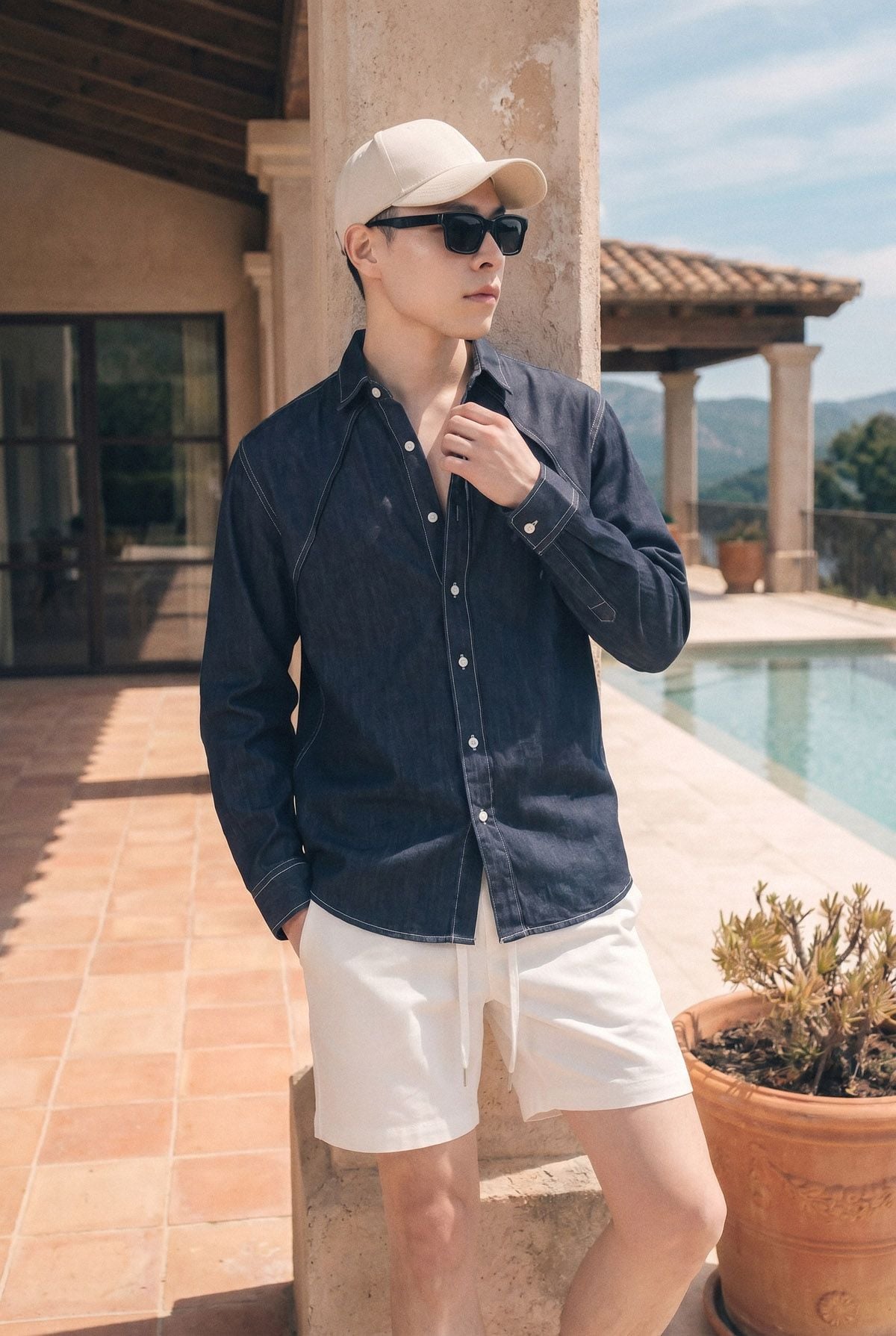  Áo Sơ Mi Relaxed Denim Chi Tiết Rã Thân 