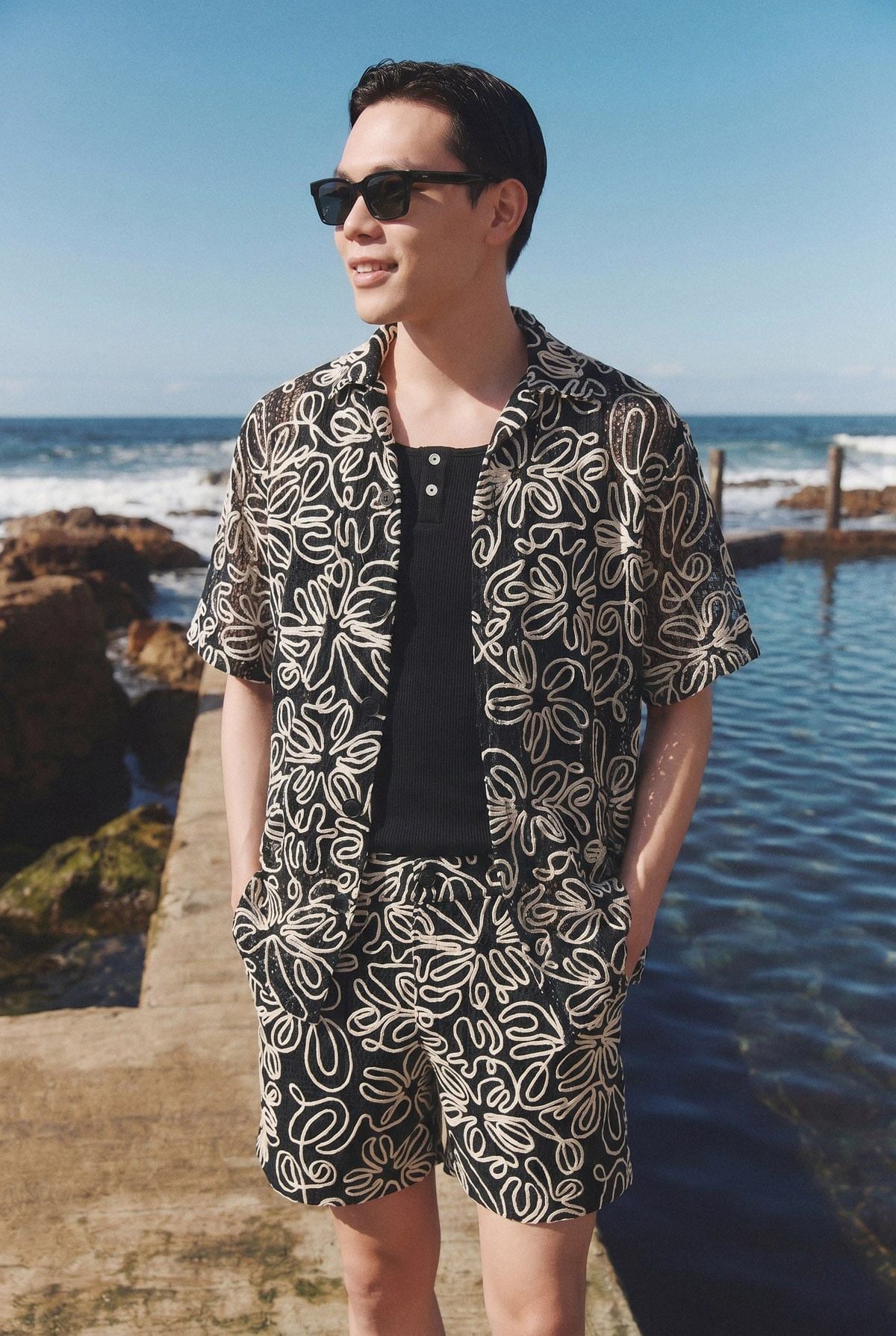 Set Shirt Short Relaxed Terra Line Art Blend