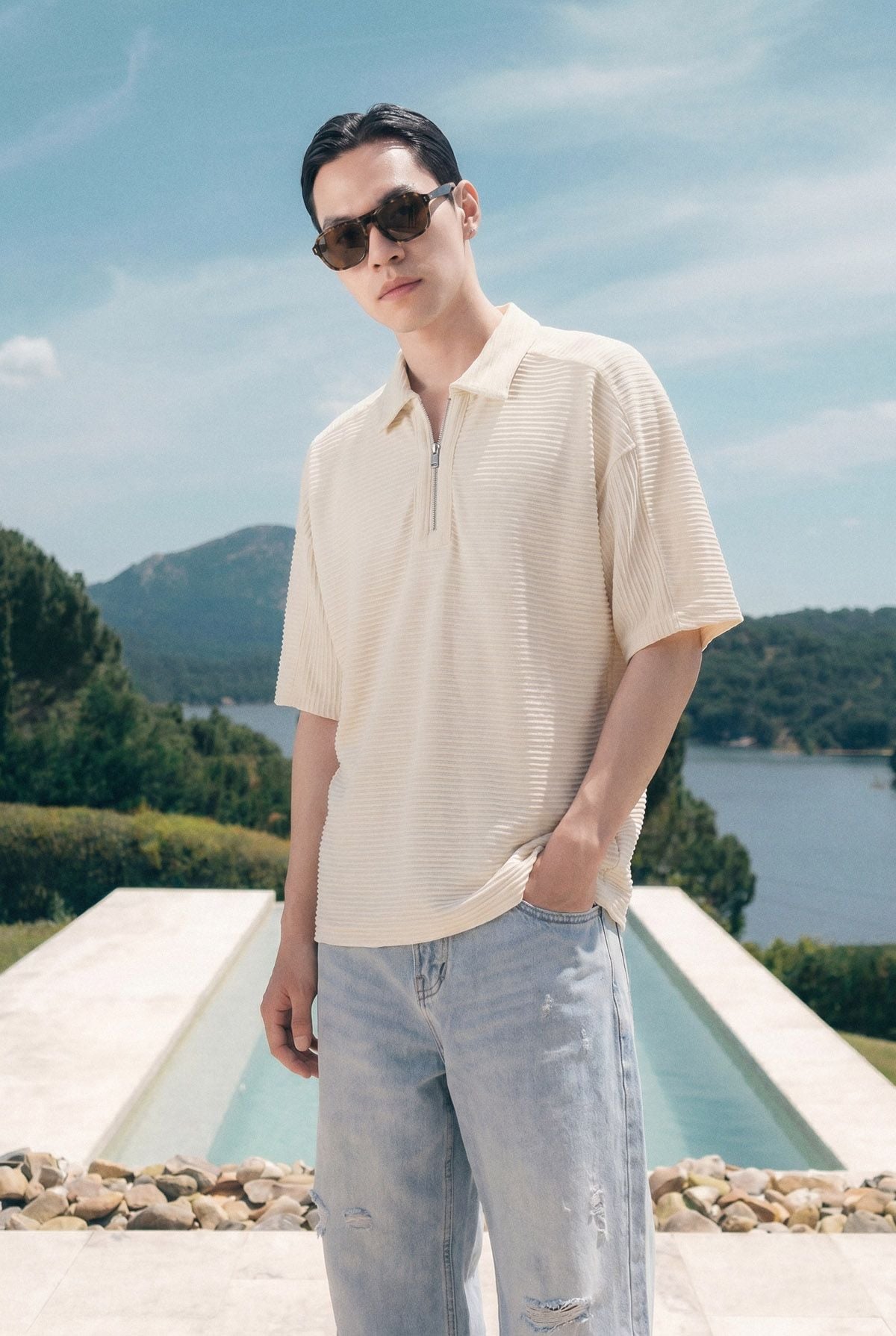  Áo Polo Oversize Trụ Zipper Summer 