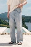 Quần Jean Relaxed Cấn Rách Đắp Vải Caro Summer