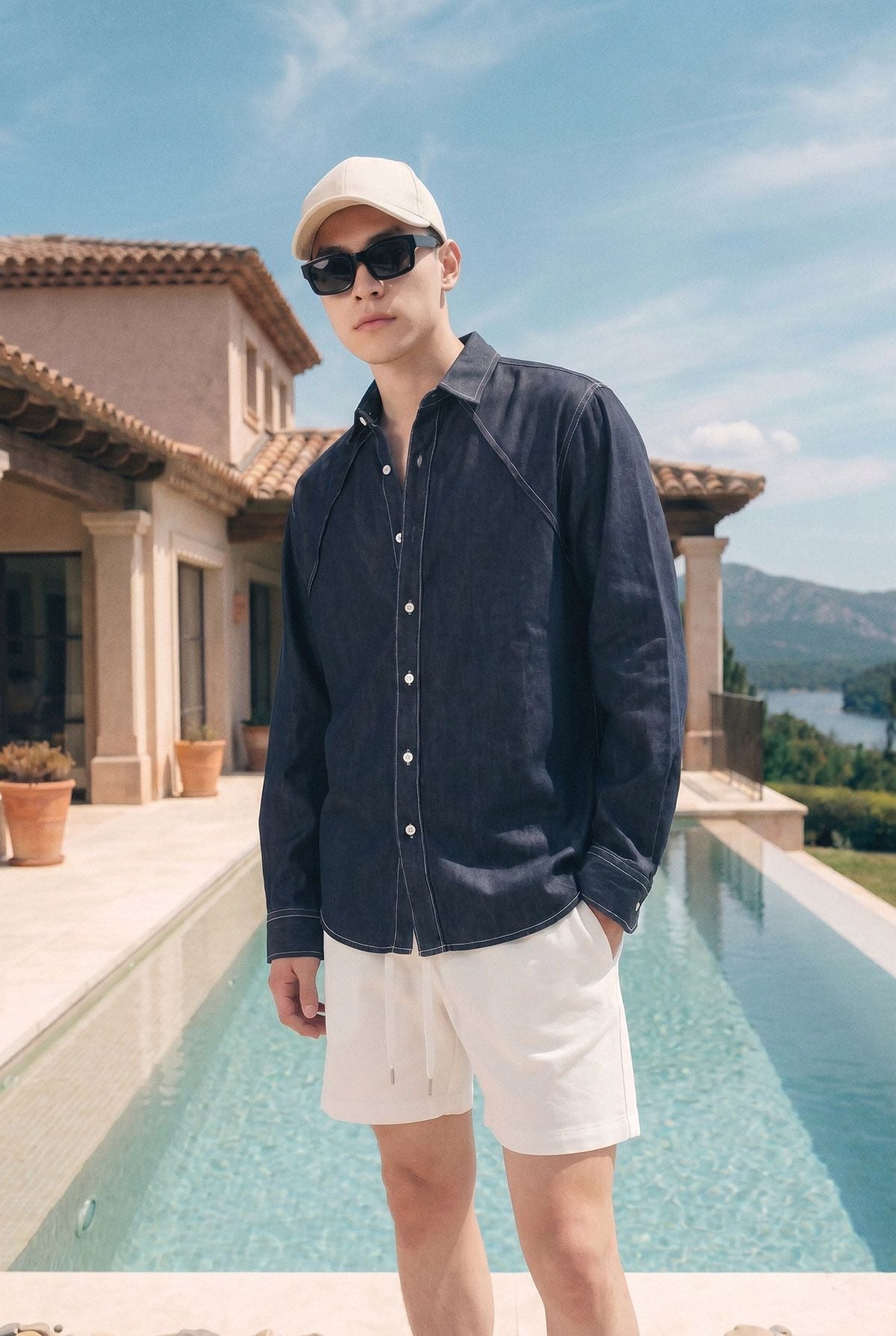  Áo Sơ Mi Relaxed Denim Chi Tiết Rã Thân 