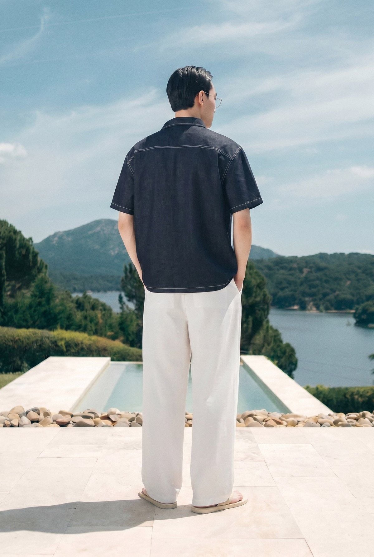 Áo Sơ Mi Cổ Ziper Blue Indigo