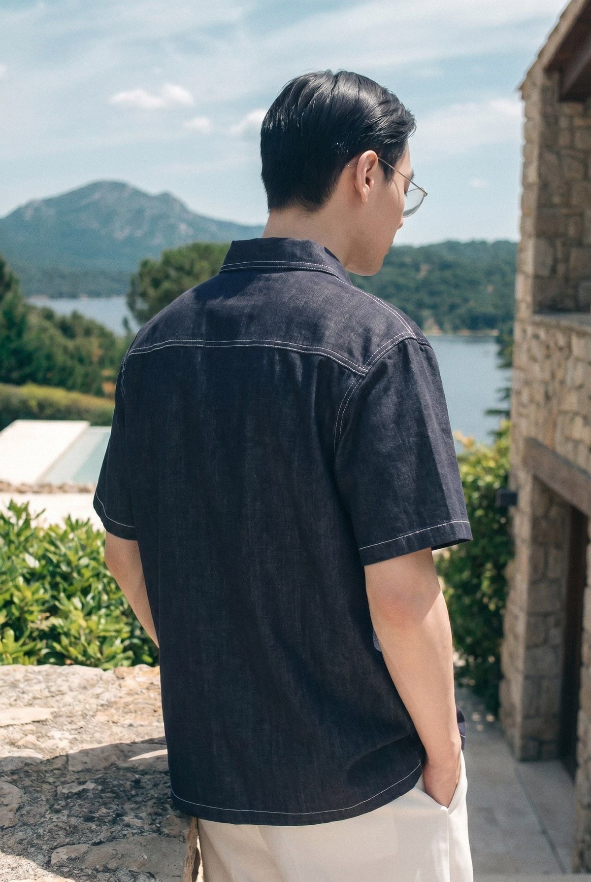 Áo Sơ Mi Cổ Ziper Blue Indigo