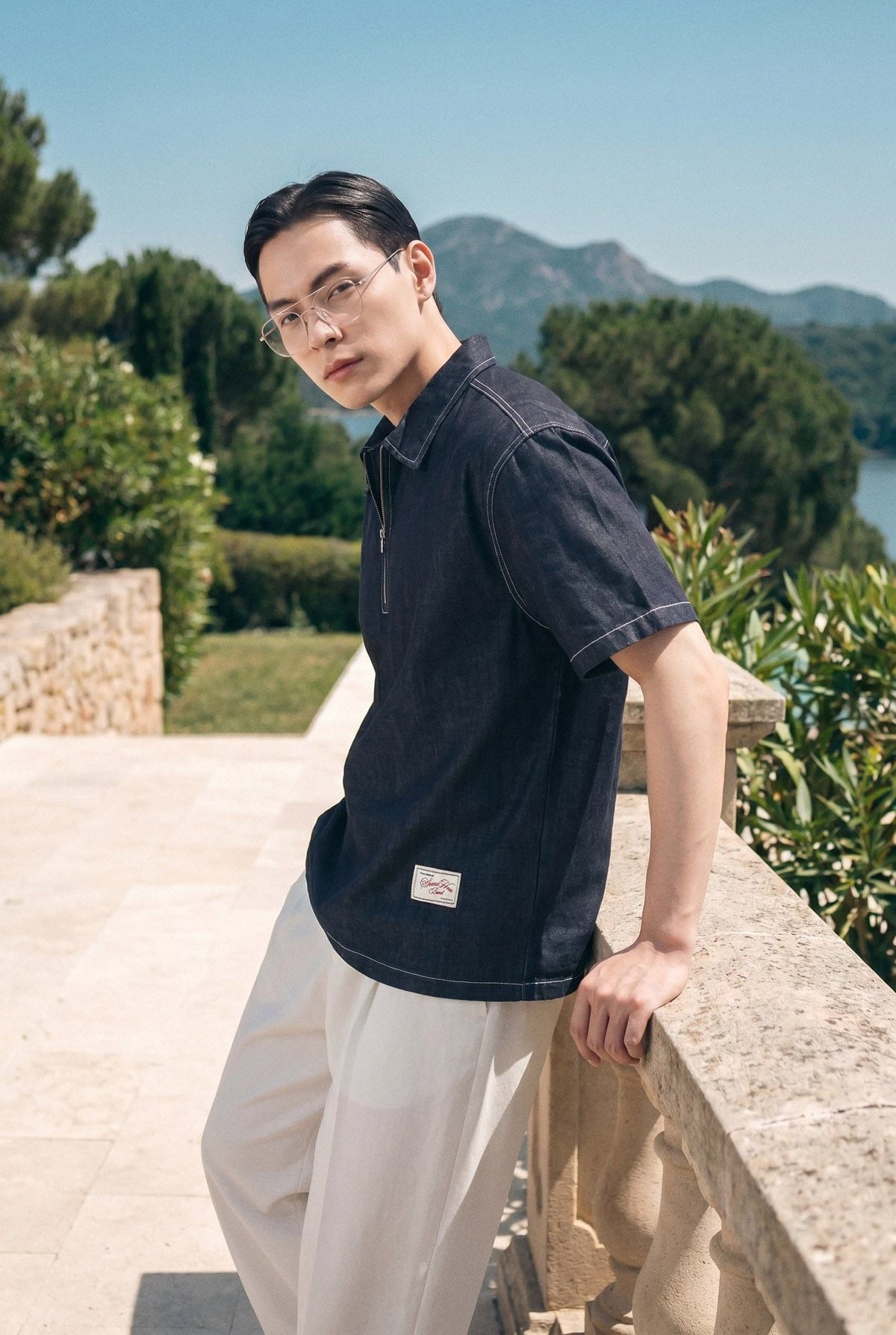 Áo Sơ Mi Cổ Ziper Blue Indigo