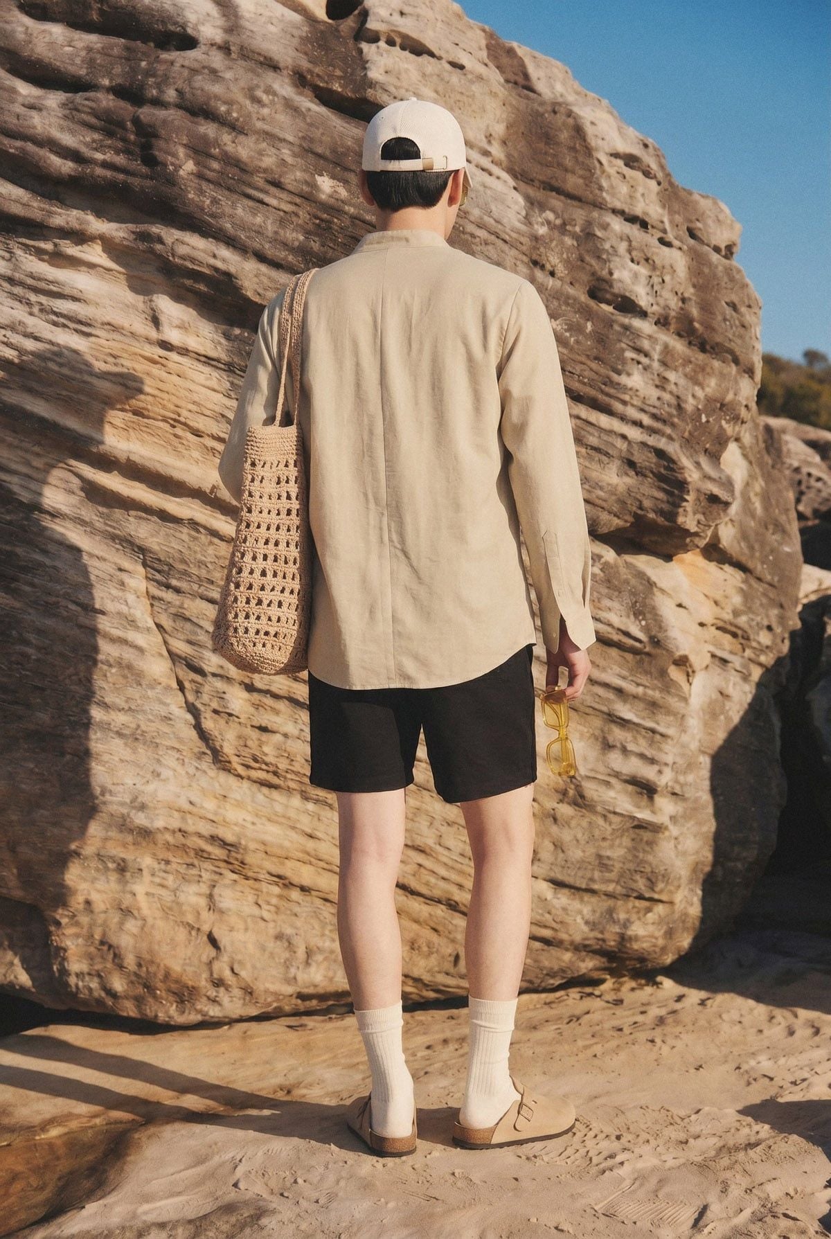 Áo Sơ Mi Slimfit Cổ Trụ Light Sand