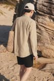 Áo Sơ Mi Slimfit Cổ Trụ Light Sand