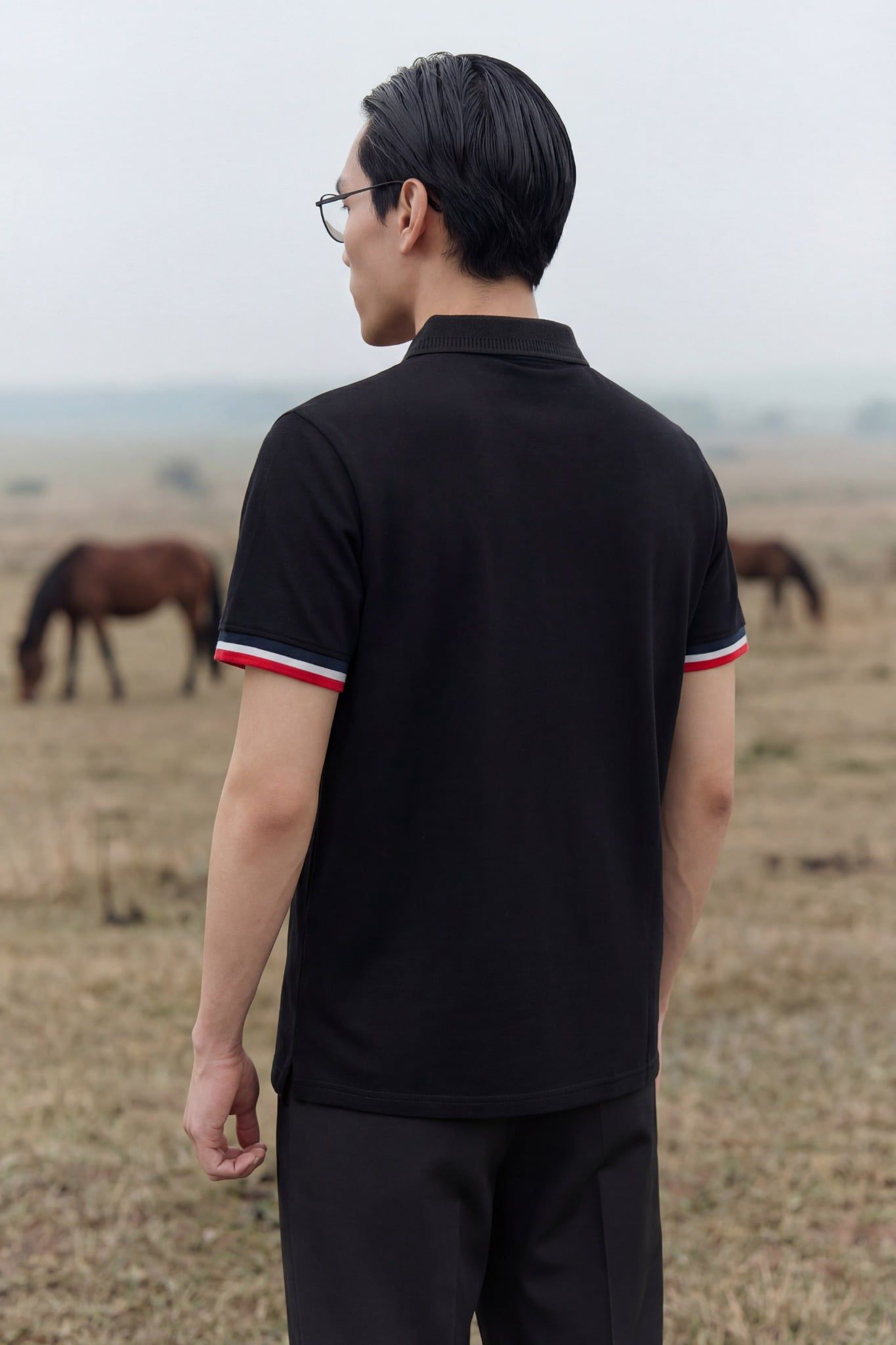 Áo Polo Slimfit Cổ Tim Phối Bo