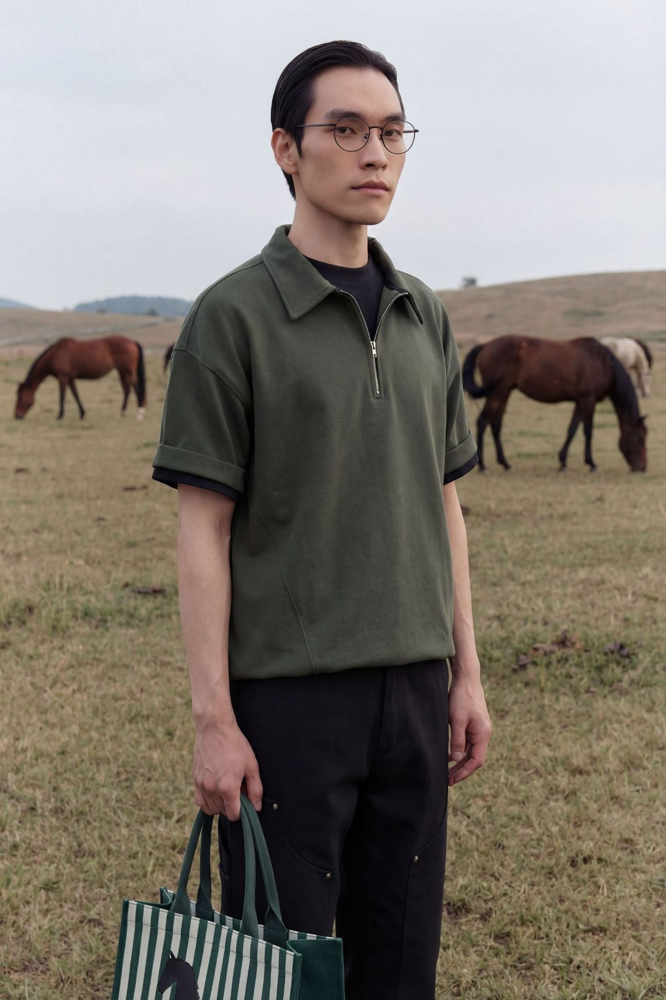 Áo Polo Oversize Zipper 360GSM