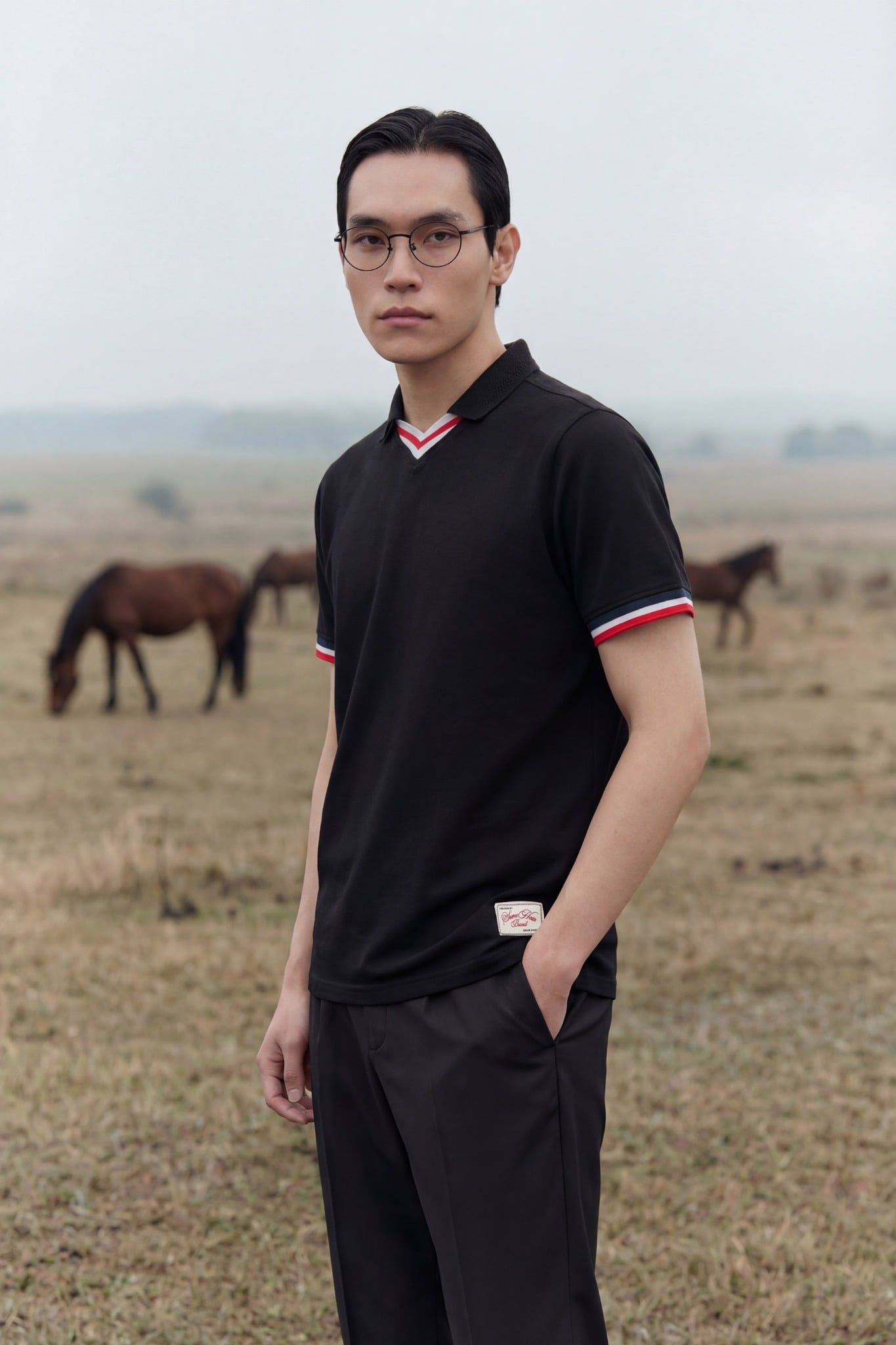 Áo Polo Slimfit Cổ Tim Phối Bo
