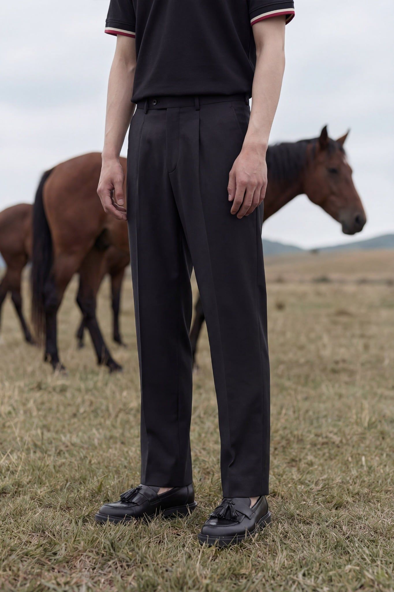 Quần Tây Straight Black White V1