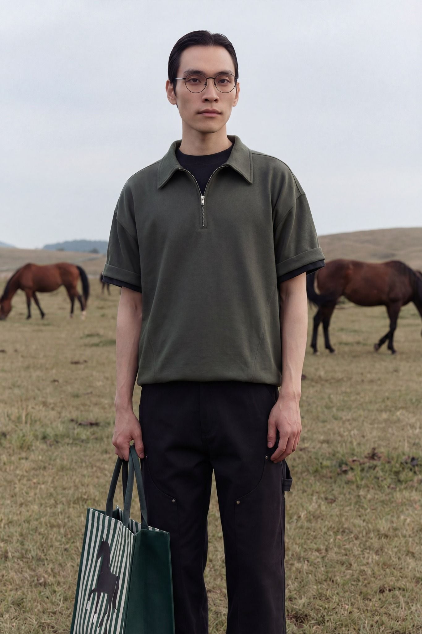 Áo Polo Oversize Zipper 360GSM